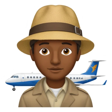Visage homme créole réunionnais avec chapeau arrive avion sticker