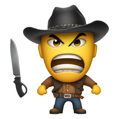 Angry face with cowboy hat and knife sticker