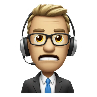 Angry sales agent making a sales call wearing a headset angry face saying wrong words sticker