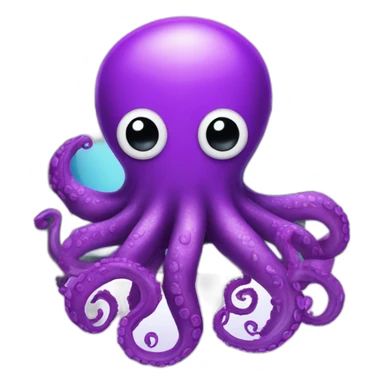 Cybersecurity Computer Cute purple Octopus with a computer sticker