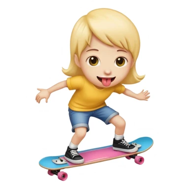 tongue out emoji on a skate board sticker