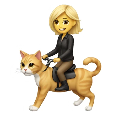 Blonde haired girl riding a cat sticker