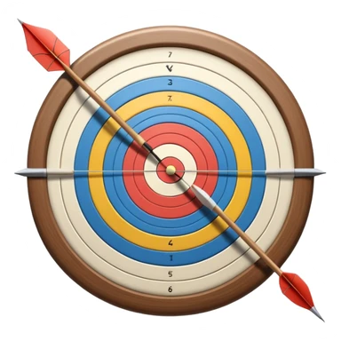 the recursive bow with an arrow drawn back, aimed at a target with concentric rings. The background suggests a calm, outdoor archery range, emphasizing the precision, focus, and skill required in archery as a competitive sport. sticker