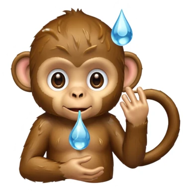 Monkey water drop sticker