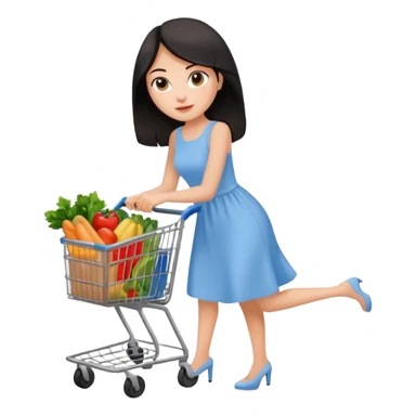 dark haired lady grocery shoppign sticker