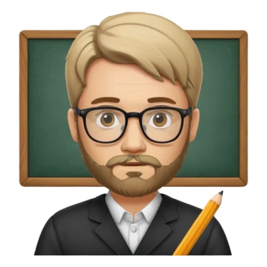 un escritor con barba y cabello medio largo raya en medio, escribiendo sticker