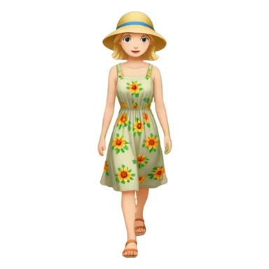 somone walking in a garden on a path with flower and trees around her sticker