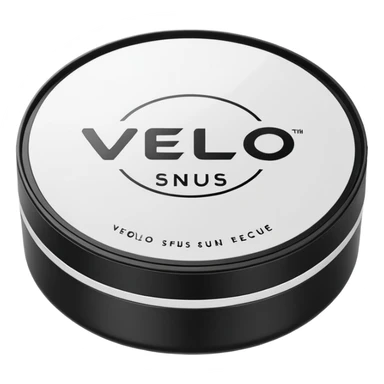Create an emoji-style illustration of a regular VELO snus can. The can should be round, sleek, and minimalistic, with a white plastic lid and the VELO logo clearly visible. Keep the design clean and simple, matching typical emoji aesthetics, with subtle shadows and a smooth 3D look. sticker