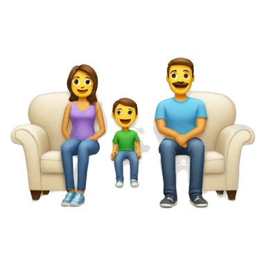 mom and dad and kid on couch sticker