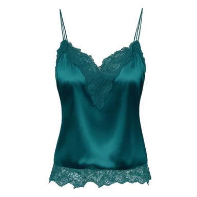 Hyper Realistic dark teal  silk lace camisole blouse top. sticker
