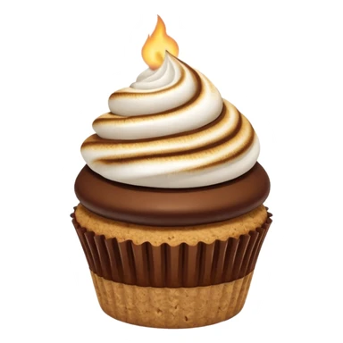 S’mores cupcake with chocolate and graham cracker sticker