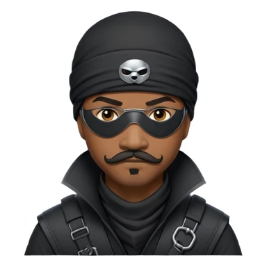 african-american mustache mercenary black asymmetrical eyepatch ninja hacker terminal command center sticker