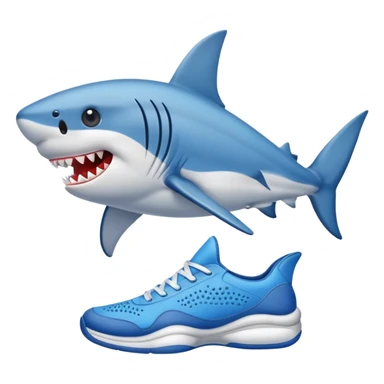 Tiburón con zapatos tenis azules  sticker