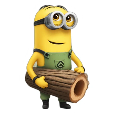 cute minion hugging a log sticker
