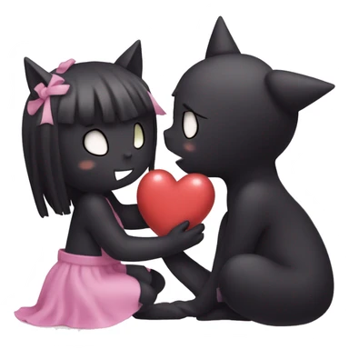 Kuromi kissing a heart sticker