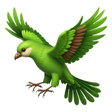 Green Bird flying with big wings made of leaves and branches  sticker