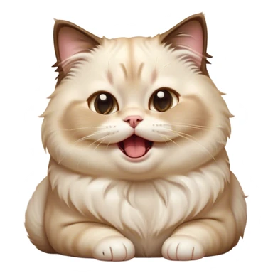 Cinematic Cute Chubby Ragdoll Cat Portrait Emoji, Head tilted playfully and yawning, round and plump body with soft, silky fur in a mix of light and darker points, Simplified yet adorable features, highly detailed, glowing with a warm, friendly glow, high shine, curious yet calm, stylized with a touch of whimsy, bright and endearing, soft glowing outline, capturing the essence of a mischievous yet loving and lazy kitty, so cute it feels like it could stretch out of the screen and cuddle! sticker