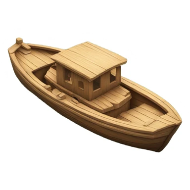 Wooden motor boat on a lake sticker