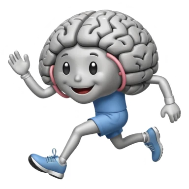 Brain with legs, running, cartoon style sticker