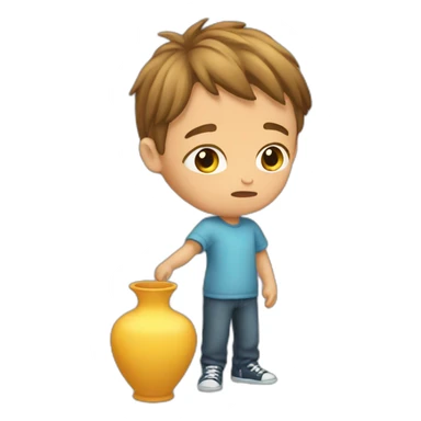 kid broke vase looking sorry sticker