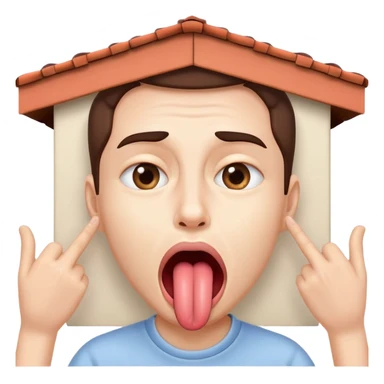 person practicing facial exercise mewing with tongue against roof of mouth sticker