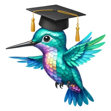 Un colibri con birrete de graduación y que el colibrí sea turquesa  sticker