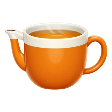 Hermès-style ceramic cup of tea with classic design, Hermès orange and gold, luxury, cute emoji style sticker