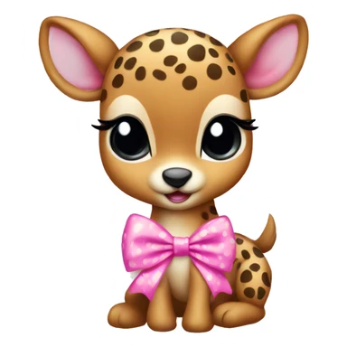 baby deer with pink cheetah print bow sticker