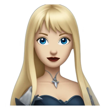 beautiful vampire woman with long blonde hair and blonde straight bangs and blue eyes wielding knives sticker