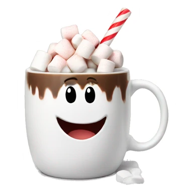 Christmas White mug of hot chocolate with marshmallows  sticker