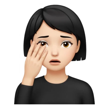Girl with black hair and short hair  like boy hair who put her hand on her face like 🤦🏻‍♀️ sticker