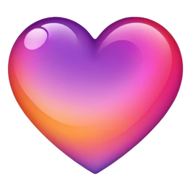 This emoji shows a stylized heart shape rotated 90 degreesIt features a smooth gradient blending warm orange, pink, and purple tones, creating a soft and vibrant look.  sticker