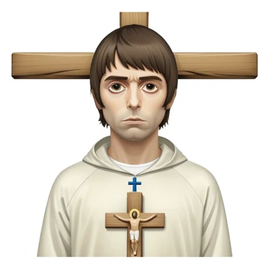 Liam Gallagher wearing adidas on a cross like Jesus crucified  sticker