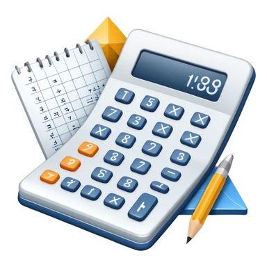 An icon featuring mathematical formulas, a calculator, and geometric shapes, symbolizing mathematics. The design includes a ruler, and a graph, representing the study of numbers, equations, and spatial relationships. Transparent background highlights the precision and logic of math. sticker