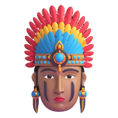 Toltec warrior stone head with elaborate feather headpiece sticker