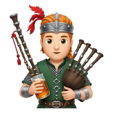 Warrior playing bagpipes chugging whiskey sticker