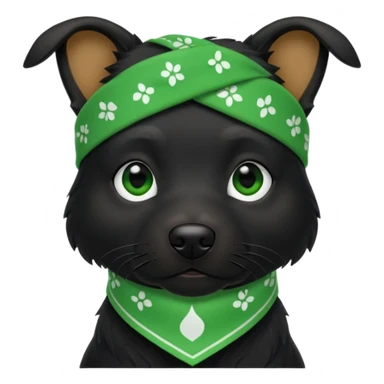 Black dog with green bandanna  sticker