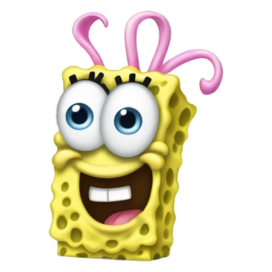 SpongeBob blushing with bow on his head sticker