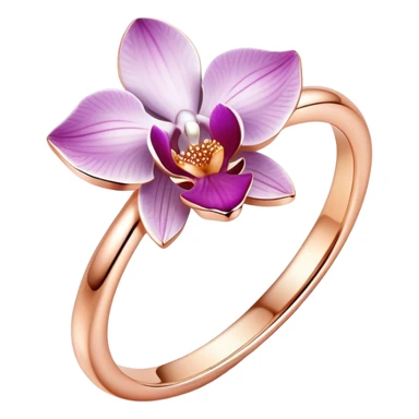 Rose gold ring with orchid shaped diamond and gold script handwriting saying marry me sticker