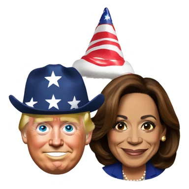 kamala harris with trump hat sticker