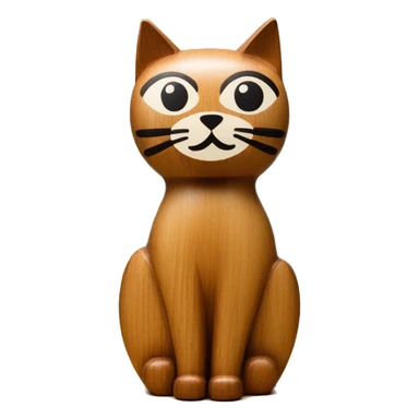 Mid century modern style wooden cat statue sticker