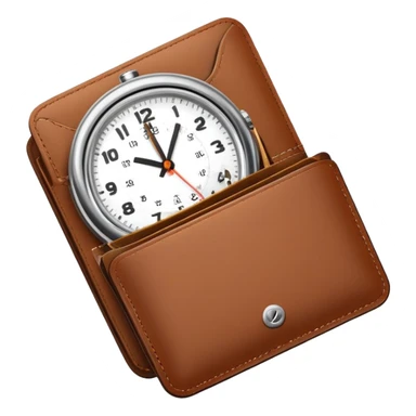wallet with a speeding clock with motion lines in top right corner, clock hands spinning fast, speed lines around the clock to show fast service sticker