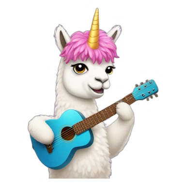 an alpaca dressed as a unicorn who plays guitar sticker