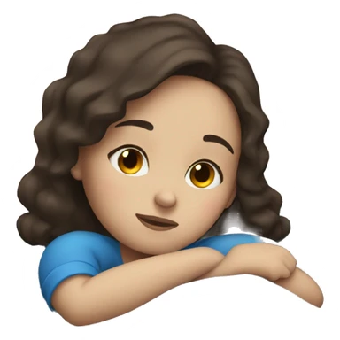 Dark brown haired girl with blue eyes sleeping  sticker