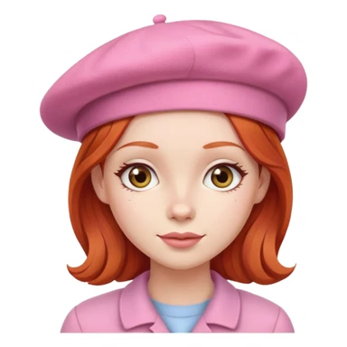 redhead girl wearing a pink beret  sticker
