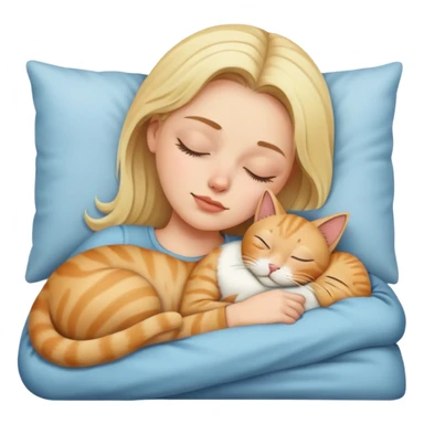 Blond woman sleeping with a cat sticker