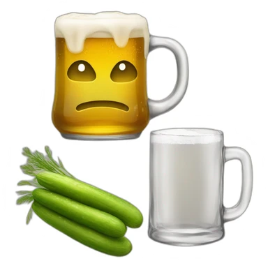 A glass mug filled with beer, and there is a dill pickle in the beer sticker