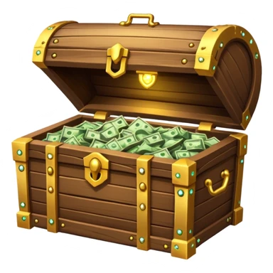 unlocked treasure chest glowing from the inside money,gems, RPG game style sticker