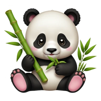 baby panda eating bamboo sticker