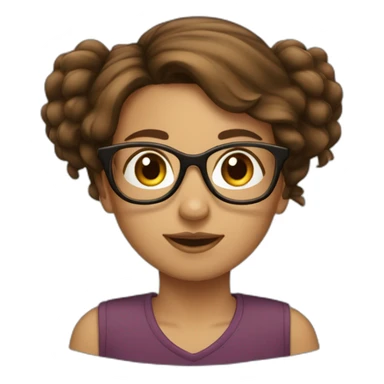 girl with glasses, brown long and a little bit curty hairs sticker